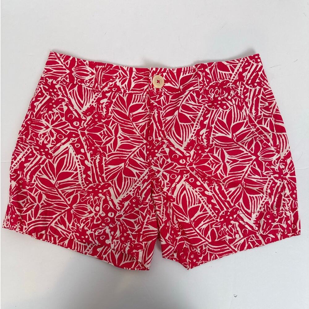 Lilly Pulitzer Red White Floral Chino Shorts Size 4